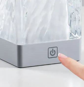 Crystal lamp desktop night light with USB cable and touch control, 80x80x12mm in cold white light variant