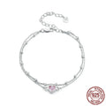 Women's sweet style 925 sterling silver bracelet with a 6mm heart pendant on an adjustable chain.