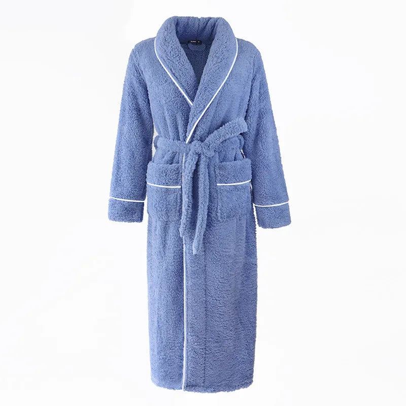 Thickened winter flannel bathrobe in Angola red available in plus sizes M, XL, XXXL