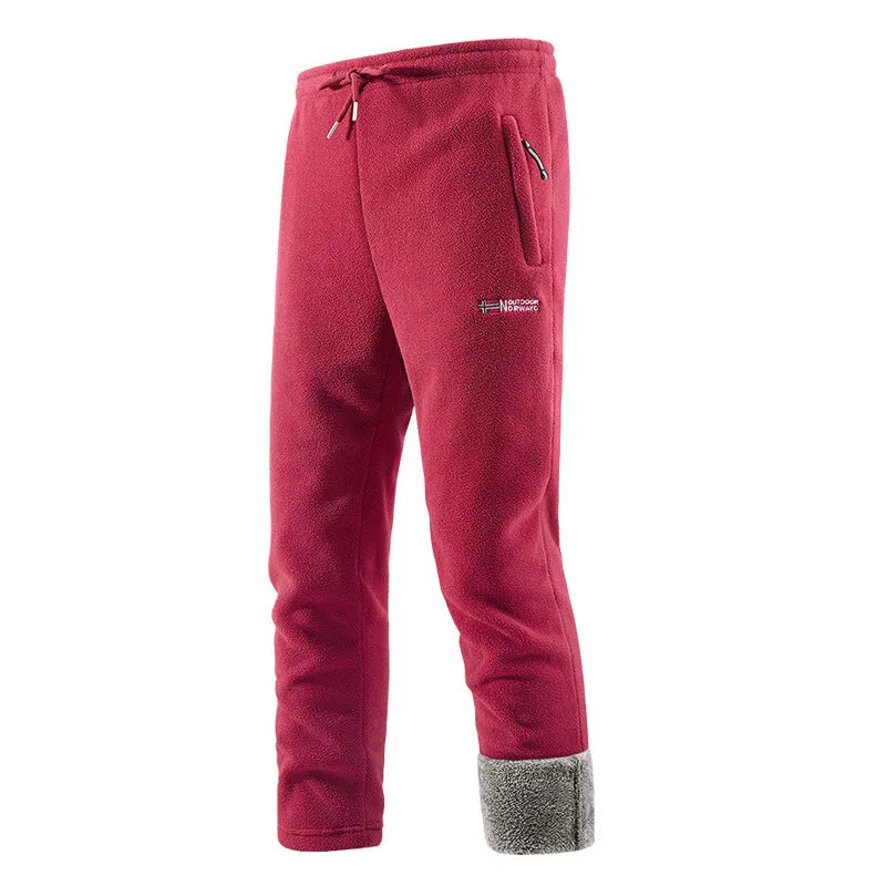 Fleece-lined flared trousers for women in khaki colour with low waist and patchwork design
