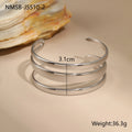 A geometric stainless steel bracelet with a simple opening clasp, shown in a gold electroplated finish.