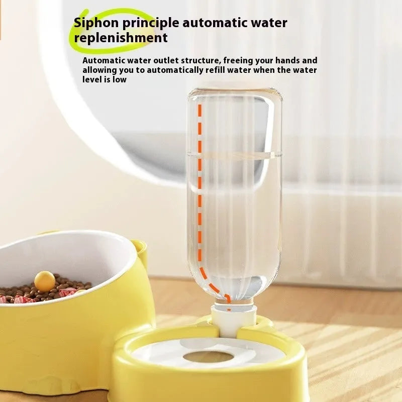 Automatic double bowl cat drinking basin with stainless steel ceramic finish in haze blue colour