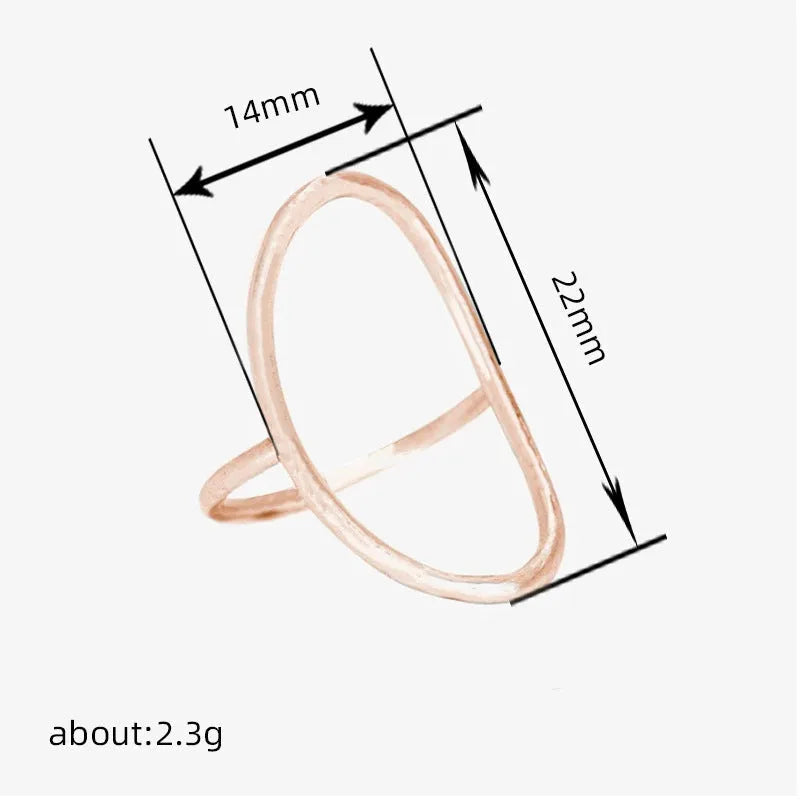 Women's geometric copper ring with zircon inlay in rose gold finish on white background