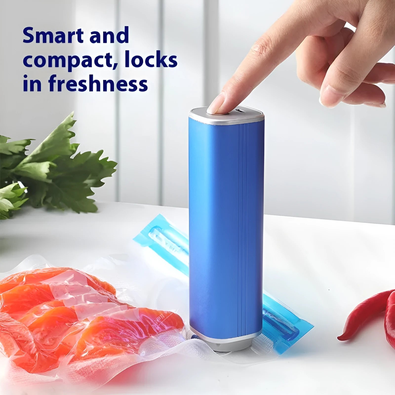 Handheld automatic vacuum sealing machine with black ABS and aluminium alloy body for fresh-keeping containers under 500ml
