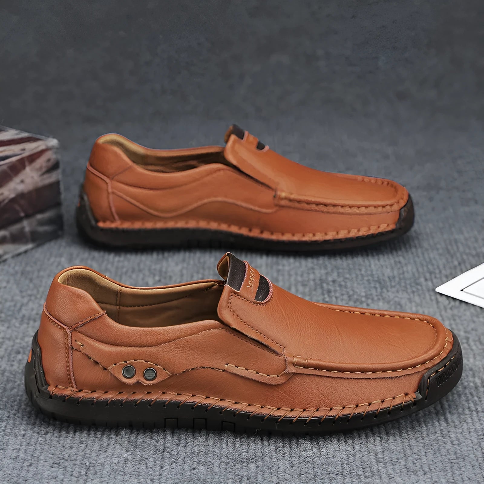 Handmade men's leather outdoor walking shoes, lace-up, flat rubber sole, available in black leather, sizes 38-48