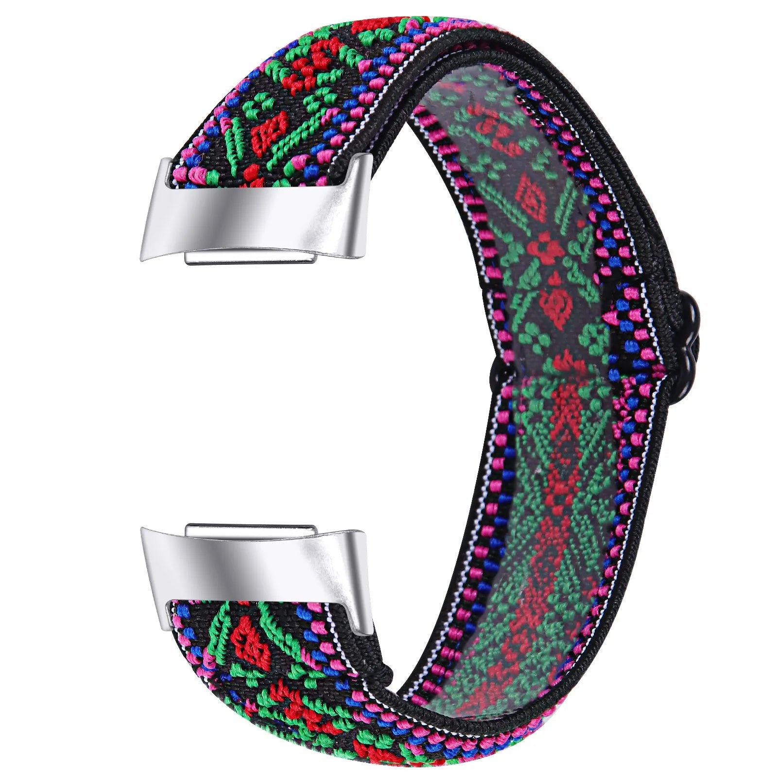 Printed elastic replacement strap for Fitbit Charge 6 watch in adjustable design with colourful patterns