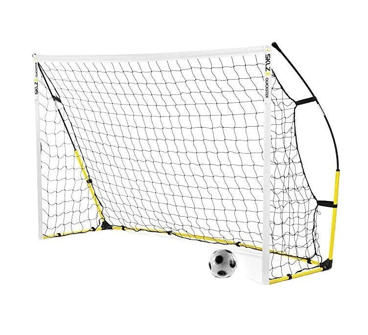 Portable yellow quick assembly football net for children training, size L, with goal frame and netting