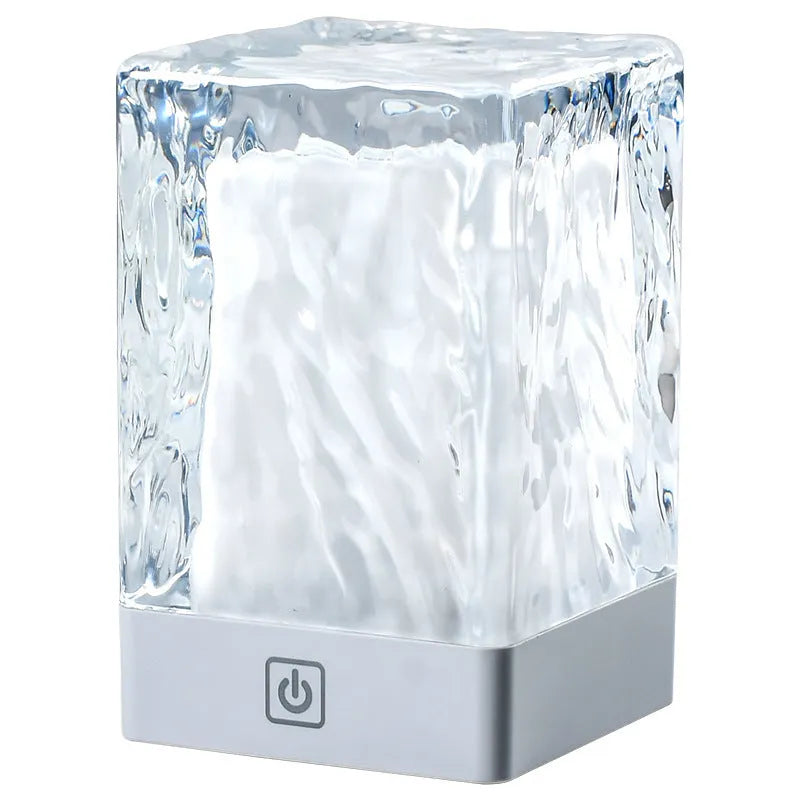 Crystal lamp desktop night light with USB cable and touch control, 80x80x12mm in cold white light variant