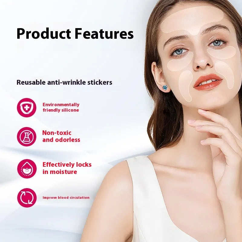 Five silicone anti-wrinkle facial stickers for wrinkle removal and prevention
