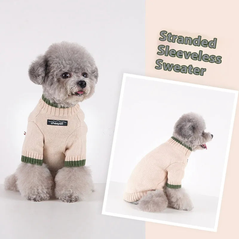 British style two-leg pet sweater for dogs and cats in wool blend, shown in Crown Blue.