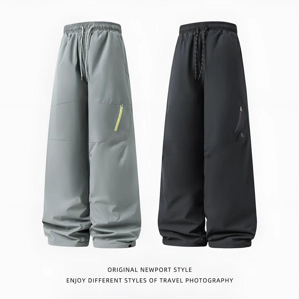 Straight leg sports trousers in carbon black, mid-waist drawstring, 100% polyester fibre