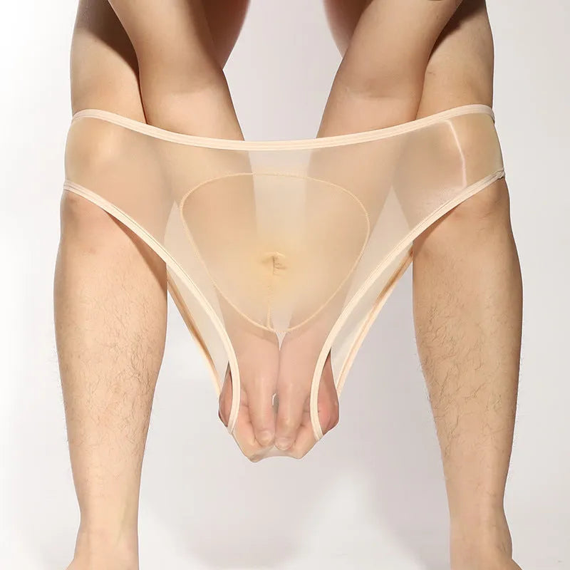 Men's silky nylon briefs with bullet separation pouch in multiple colour options