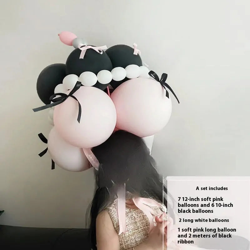 Round DIY balloon bouquet cake decoration kit with ten style options for party celebrations