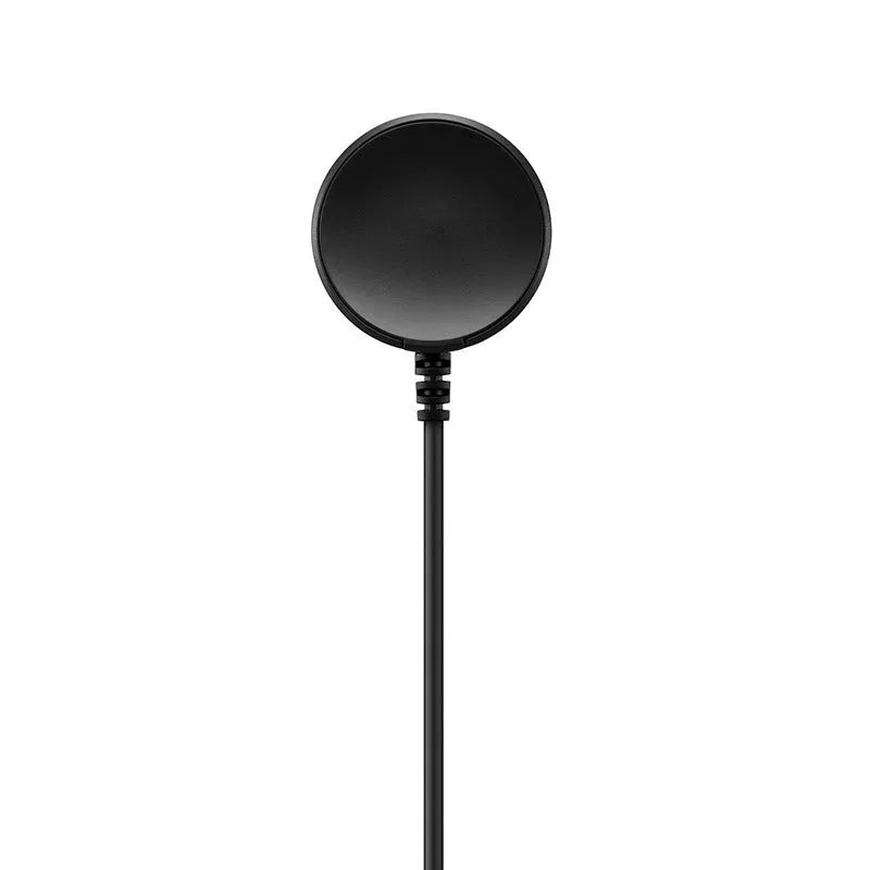 Black USB watch charger with fast charging cable showing 34mm compact dimensions
