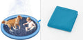 Blue non-slip PVC splash pad for kids and pets, 150cm, on a grassy lawn