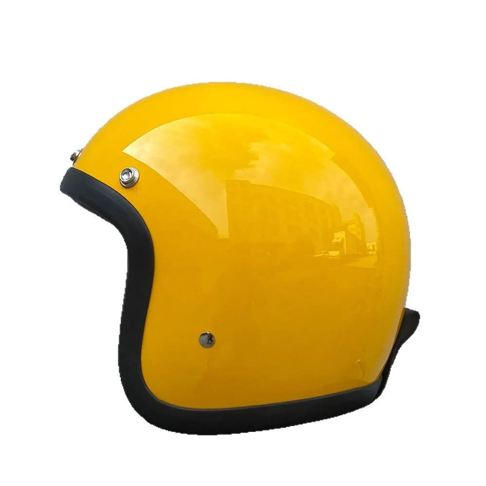 Retro-style FRP motorcycle half helmet in multiple colours for electric bike commuting