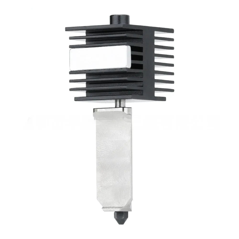 Bambu Lab A1 Mini 3D printer hot end assembly with hardened steel nozzle and black silicone sleeve