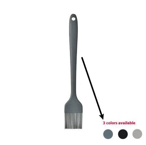 12-piece silicone kitchenware set with rotating storage bucket showing utensils in black, dark grey or khaki colours