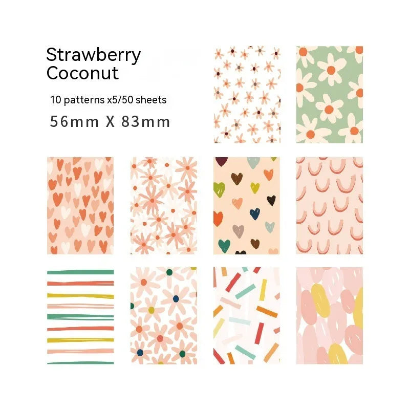 Retro collage material sweet light note paper in dessert colours measuring 56mm by 83mm