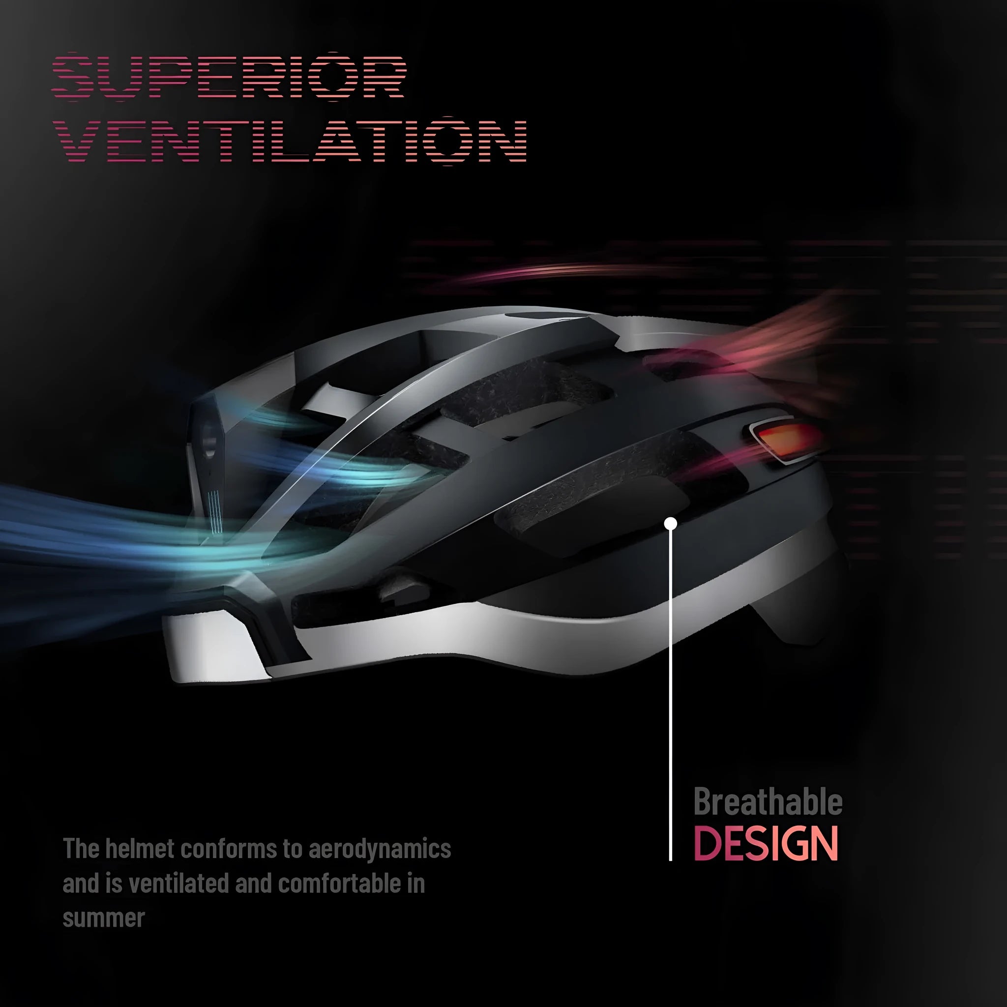 Black and grey smart cycling helmet with integrated Bluetooth warning light on the rear.