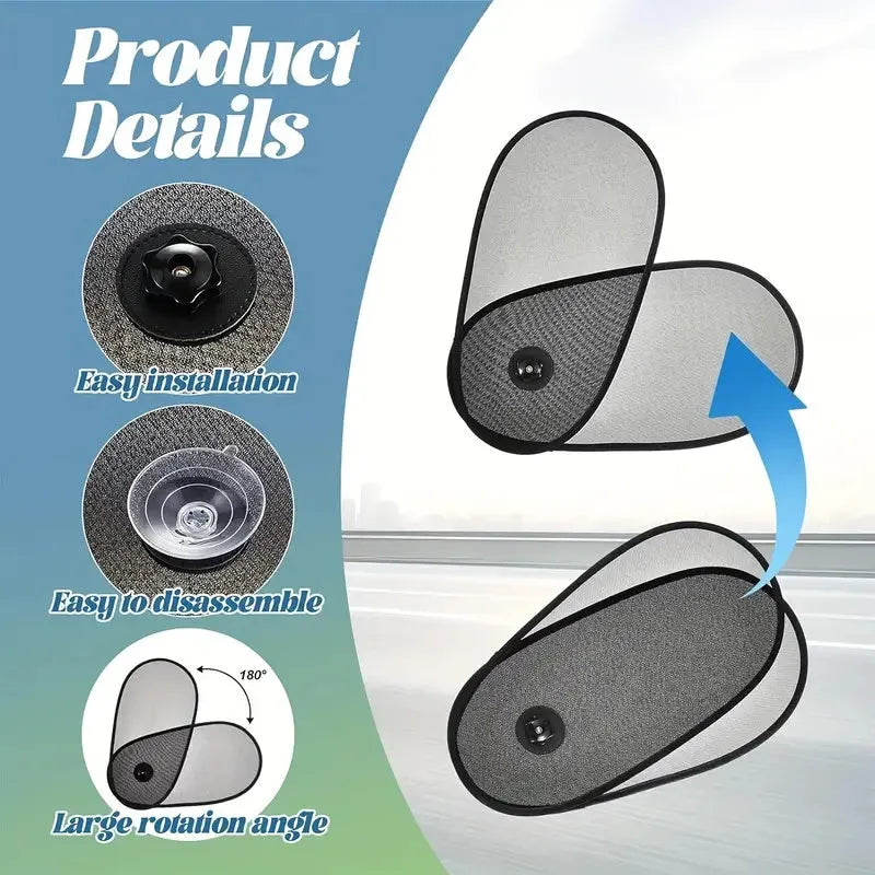 Adjustable breathable mesh car window shades with suction cups for side window sun protection