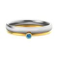 December colour birthstone engraved titanium steel ring with gold electroplated handle in geometry shape