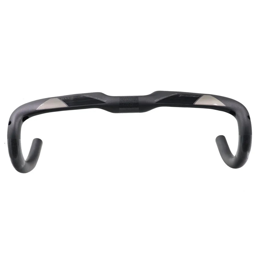 Wei Bike matt black carbon fibre road bicycle handlebar showing bent drop shape