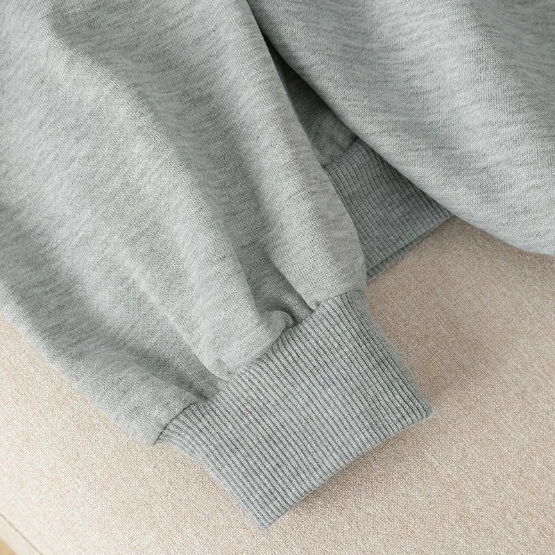 Gray color-block lace mid-length sweatshirt with long sleeves and casual patchwork design