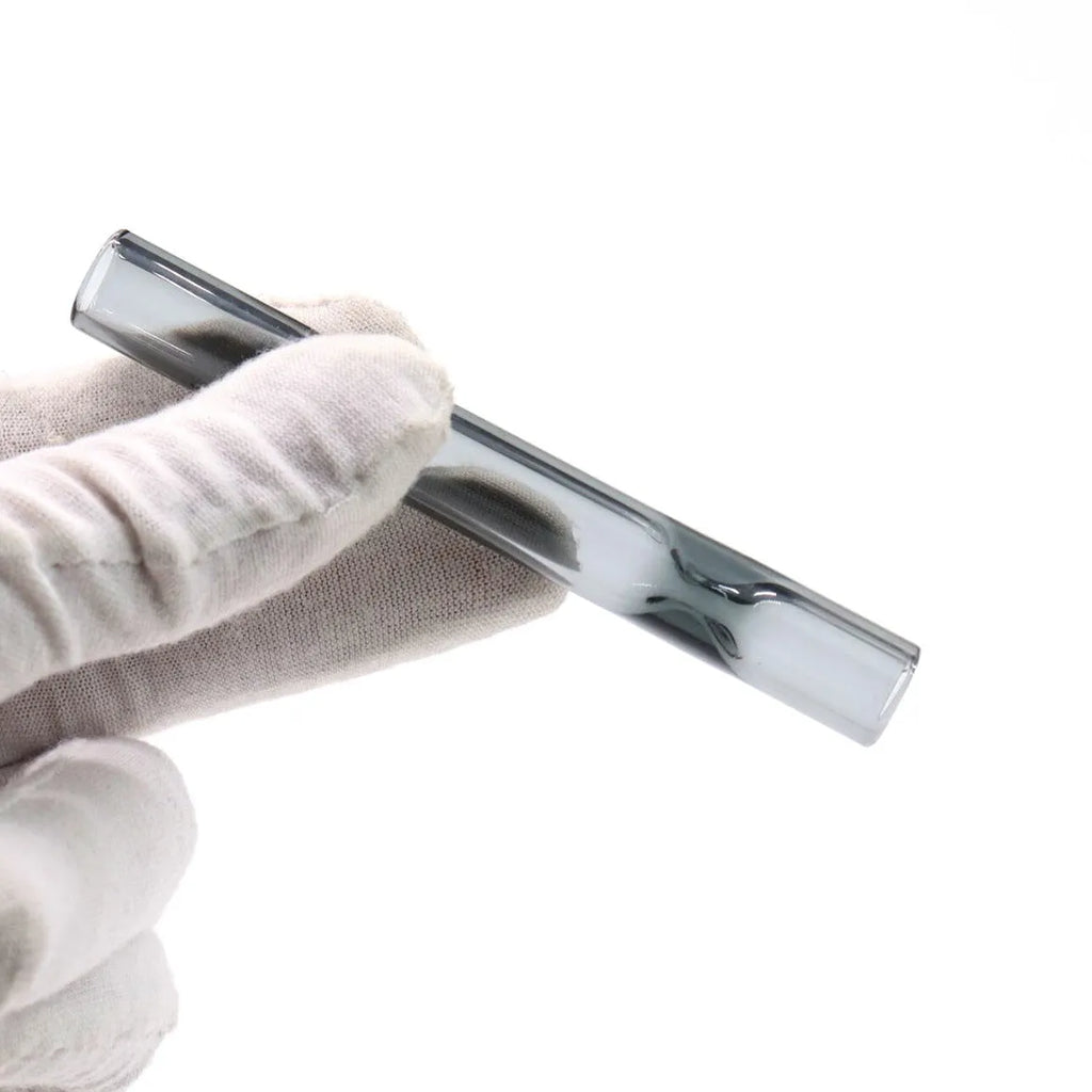 Clear telescopic glass smoke pipe with suction nozzle in colour mixing or pink finish
