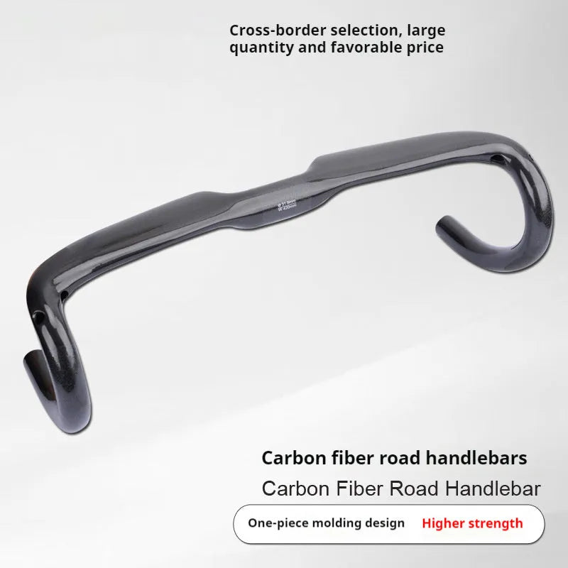 Carbon fibre road bicycle drop handlebar in Black Grey Silver UD pattern, shown in Matte and Bright finishes.