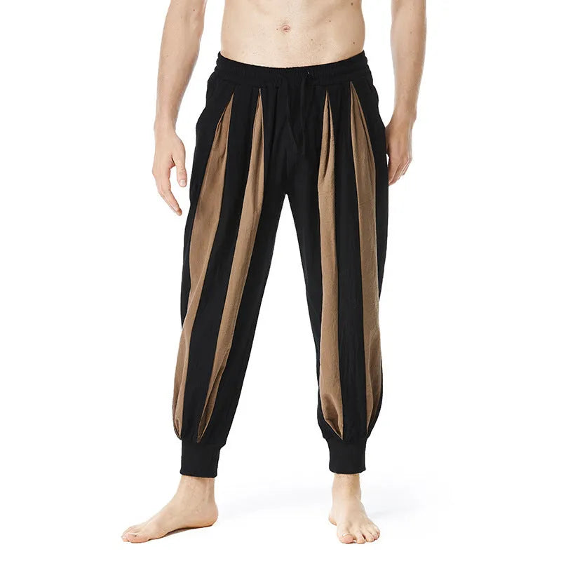 Men's casual trousers in straight leg style with polyester fabric available in red, khaki, yellow and brown colours