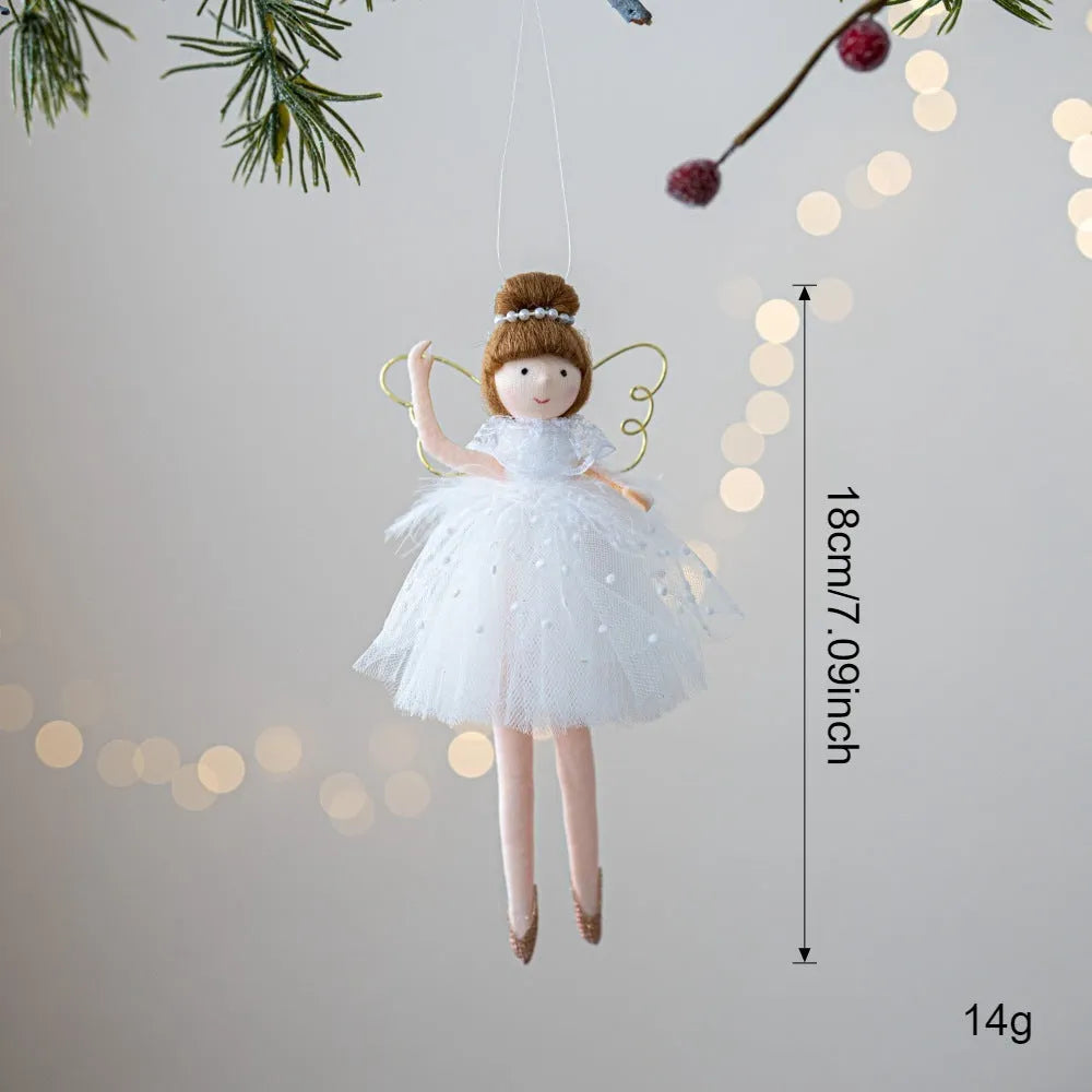 Pink ballet girl angel plush doll with hanging loop for decoration