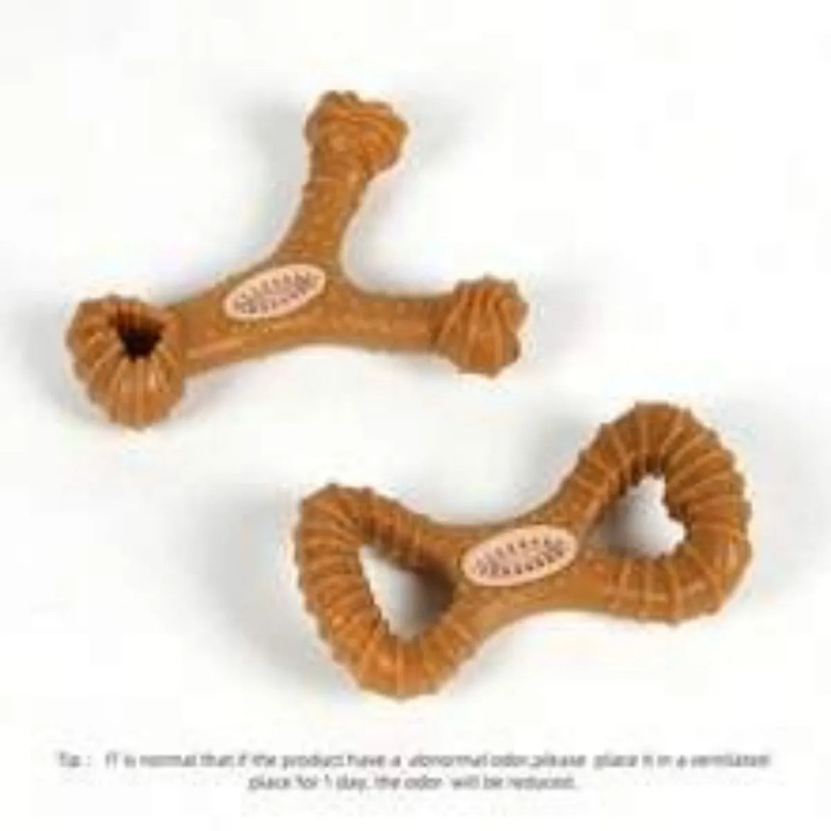 Dog chew toy bone in 8-shape and Y-shape designs with textured dental cleaning surfaces