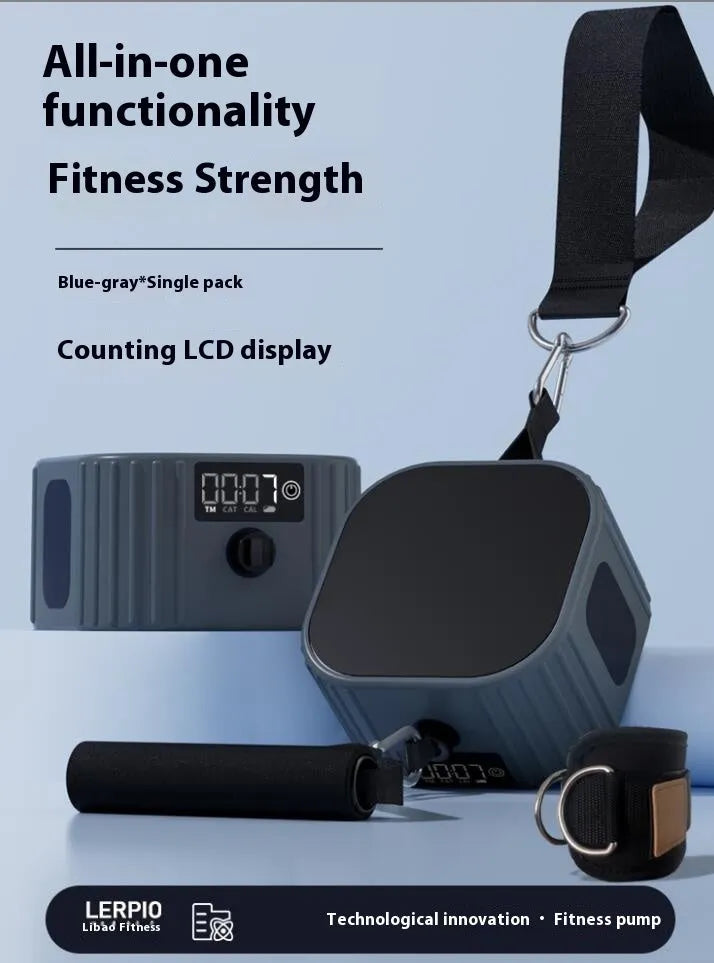 Intelligent fitness resistance tensioner with adjustable 2-20kg resistance in blue grey and orange grey colour options