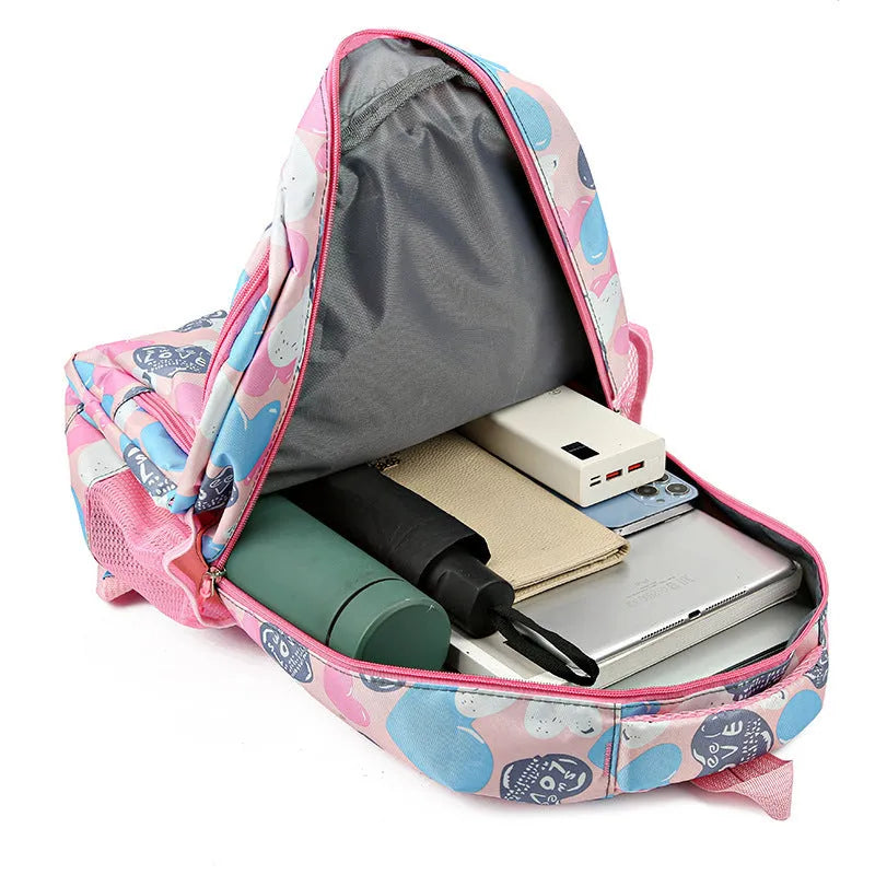 Blue student school backpack with air pillow straps and large main compartment