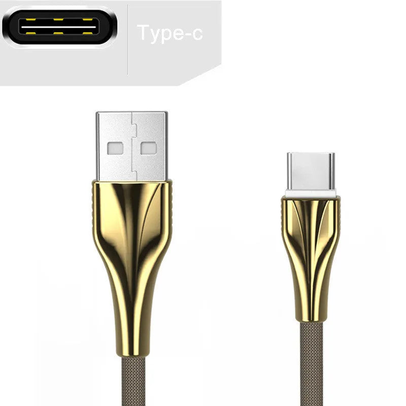 1m aluminium alloy braided data cable in black with Type-C connector on white surface