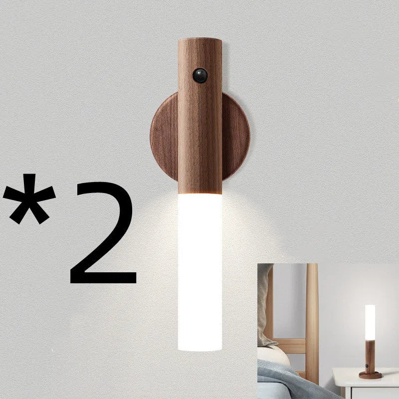 Smart Sensor Light LED desk lamp solid wood base organic glass panel warm white light