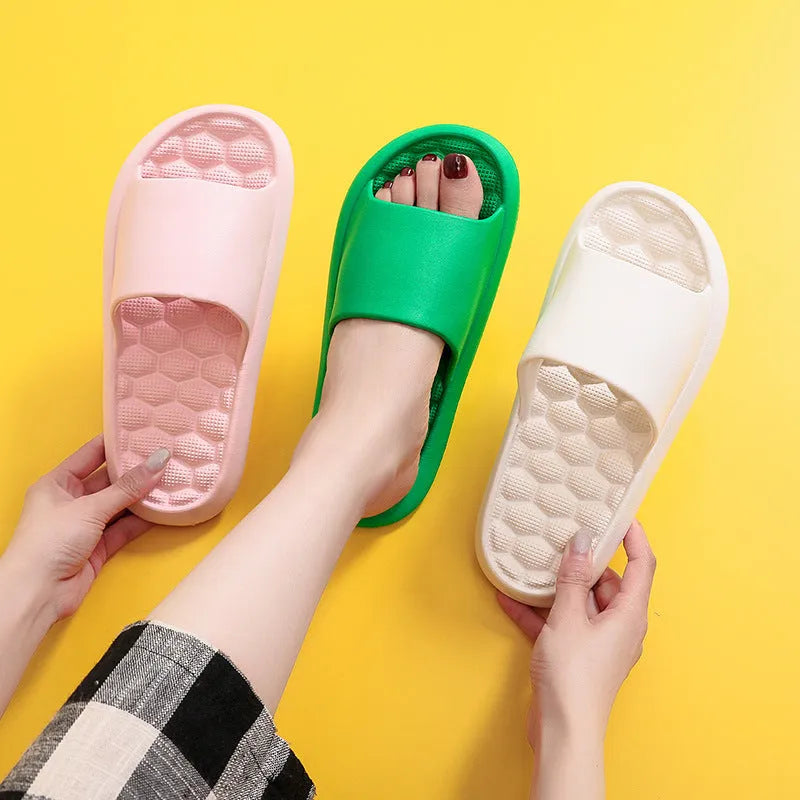 Summer slippers with grape particle massage sole in pink colour, EVA material, unisex design for indoor use