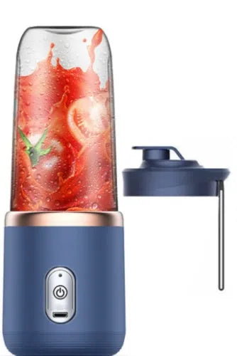 6blade portable blender mini juicer cup in Tunisian dark blue with USB cable and cup lid