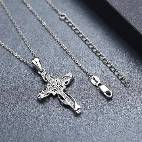 925 sterling silver cross pendant necklace for women silver colour 26mm by 17.5mm