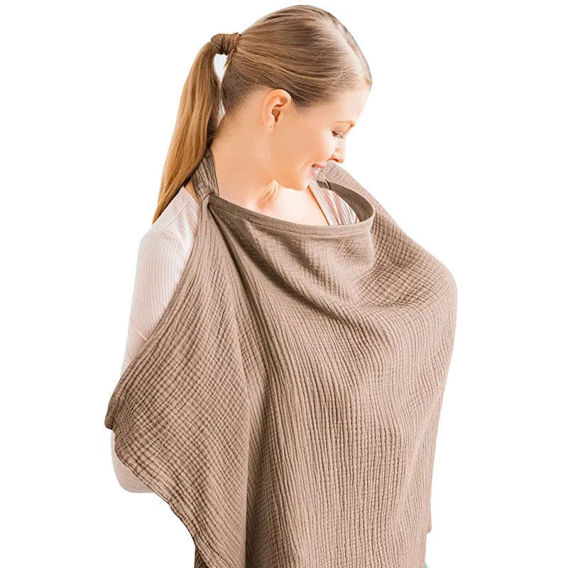 Breathable muslin nursing cover with rigid hoop for breastfeeding privacy