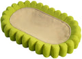 Green oval cat scratcher bed made from sisal, showing its bowl shape and textured scratching surface.