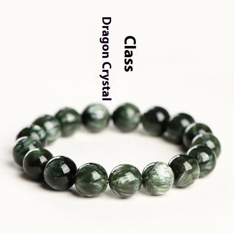 Green Dragon Crystal bracelet with 8-9mm beads and Ruyi elements