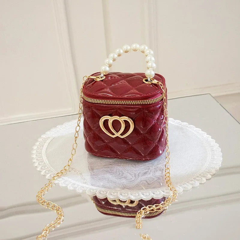 Transparent PVC jelly bucket handbag with heart pattern in multiple colour options