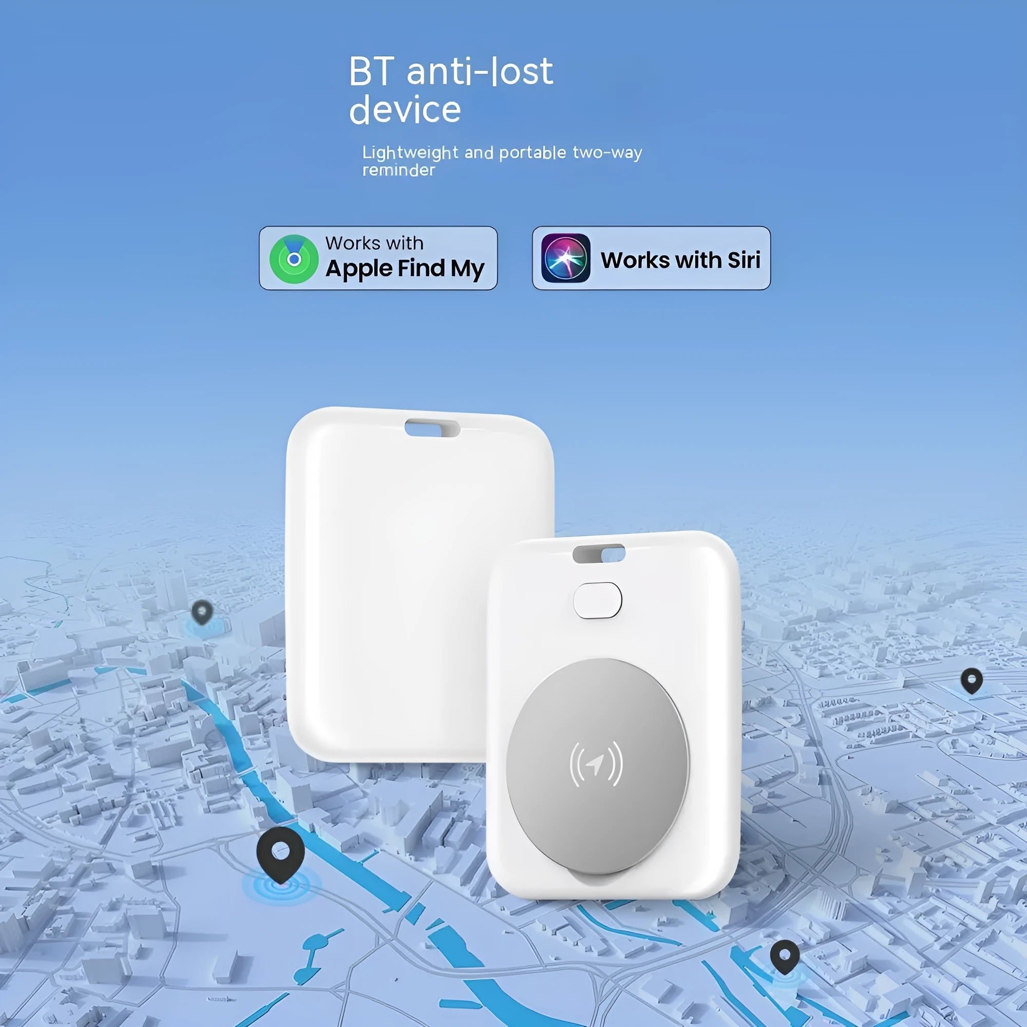 White ABS plastic pet tracking device with portable attachment for collars
