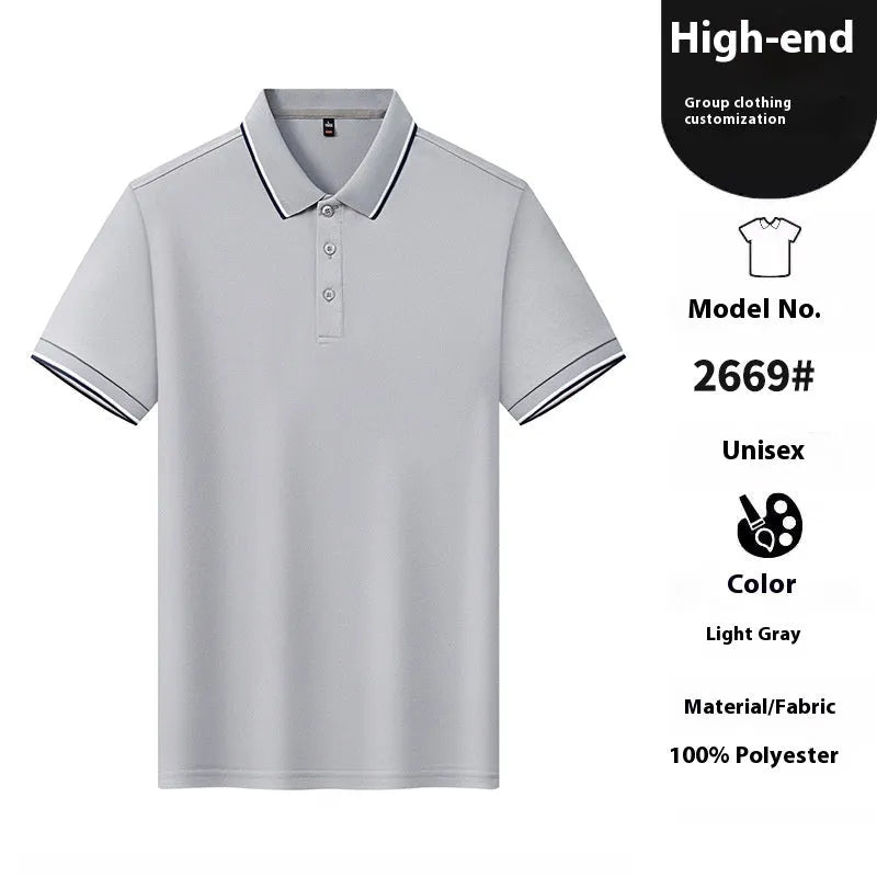 Ice Ion lapel short sleeve polo shirt in navy blue, straight fit, nylon polyester blend