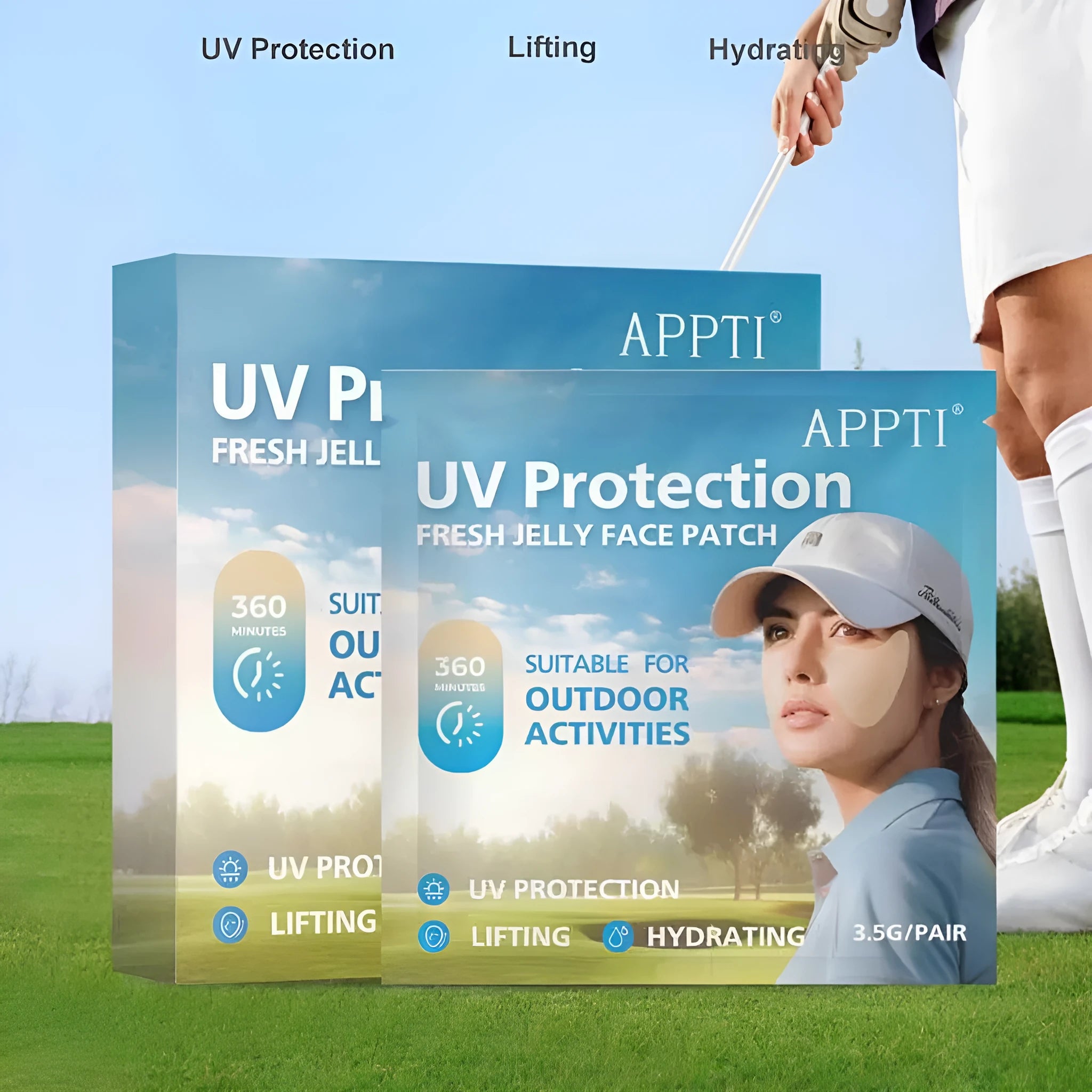 UV-proof outdoor sports protection eye masks in packaging showing 5-pair or 10-pair options