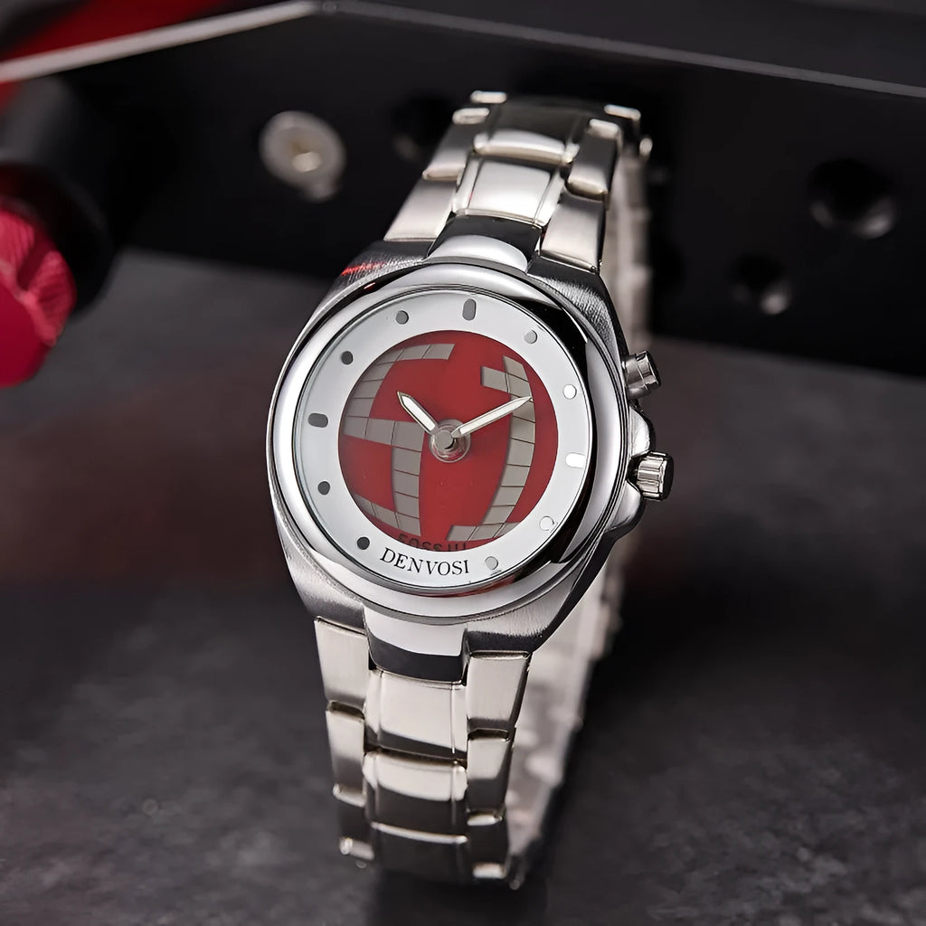 Millennium vintage Y2K digital watch with dual LED display on alloy strap