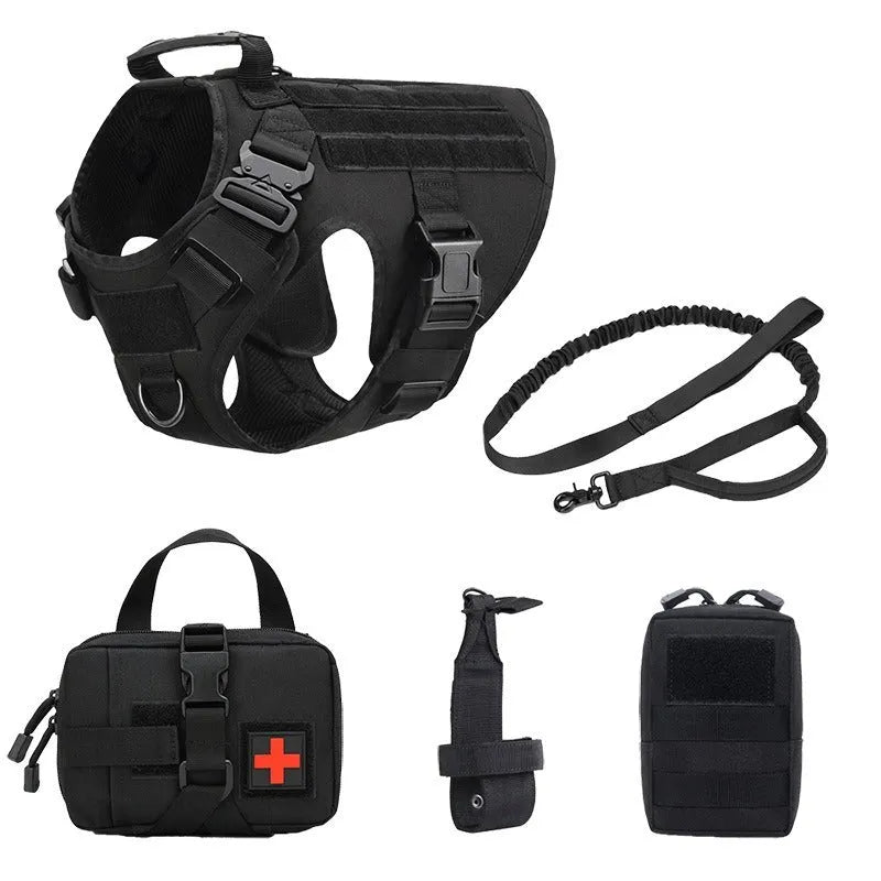 Outdoor Tactics five-piece training dog harness in camouflage style with polyester leash set
