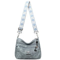 One-shoulder soft leather tote bag in brown with contrast colour details, horizontal square shape